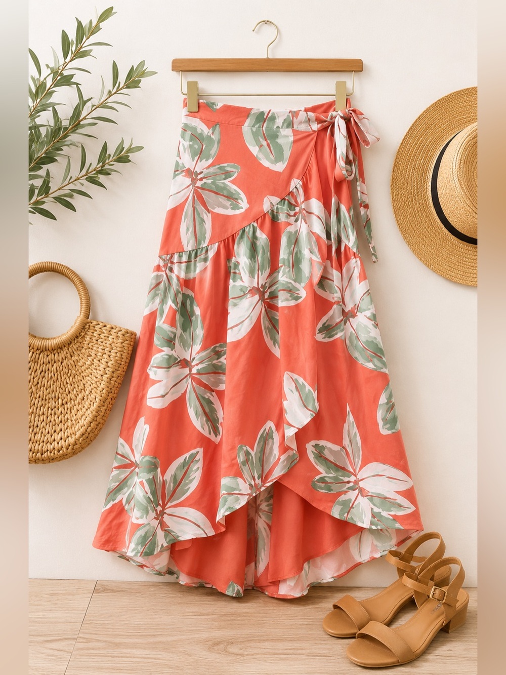 Anthropologie Vibrant Floral High-Low Skirt